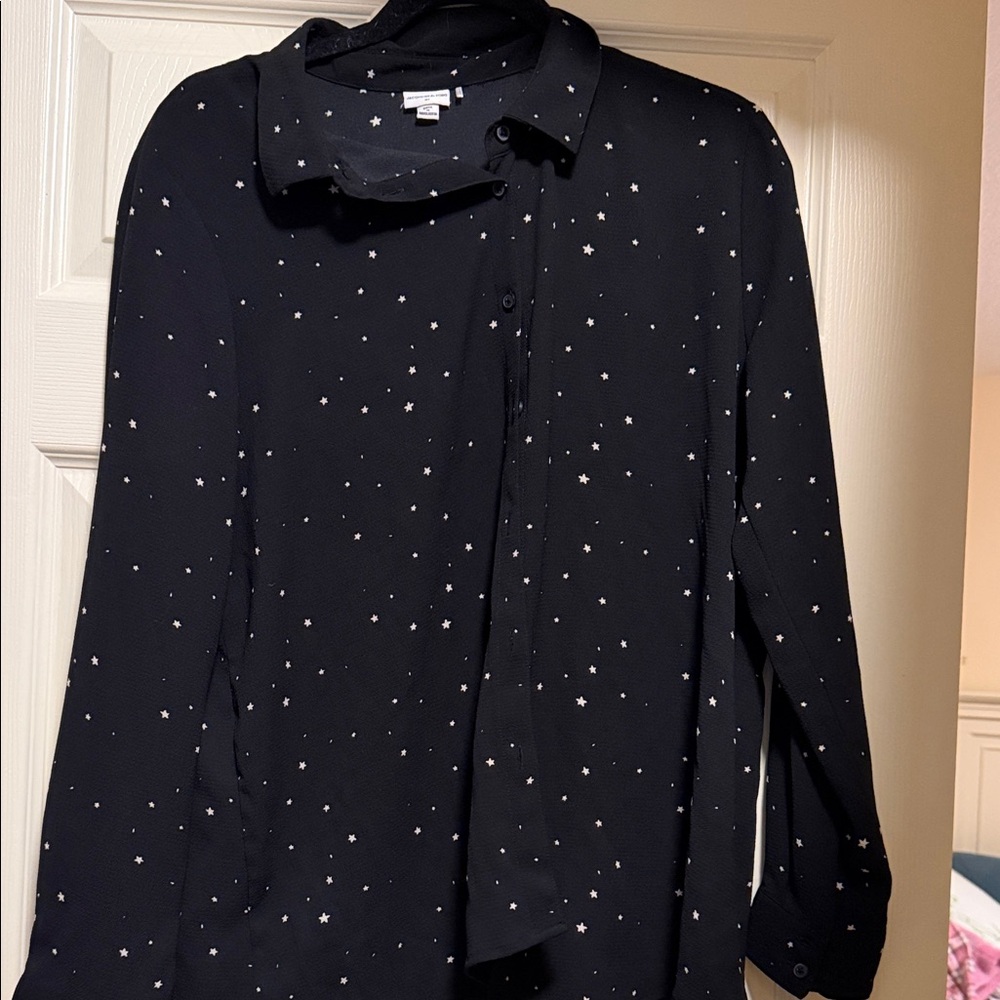 Chic Black Starry Women's Blouse
